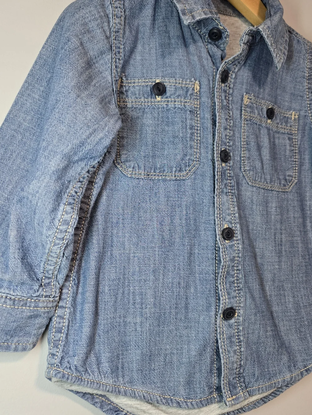 Kids Blue Denim Button-Up Shirt Jacket Fully Lined Soft Cotton.